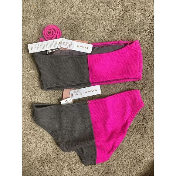 New. Pilyq pink and gray bikini set. M/S. Retails $178 - Picture 5 of 6
